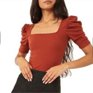 FREE PEOPLE | Women's Rust Puff Sleeve Top